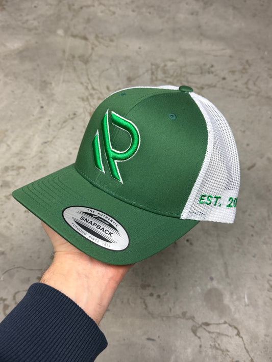 GREEN/WHITE TRUCKER HAT